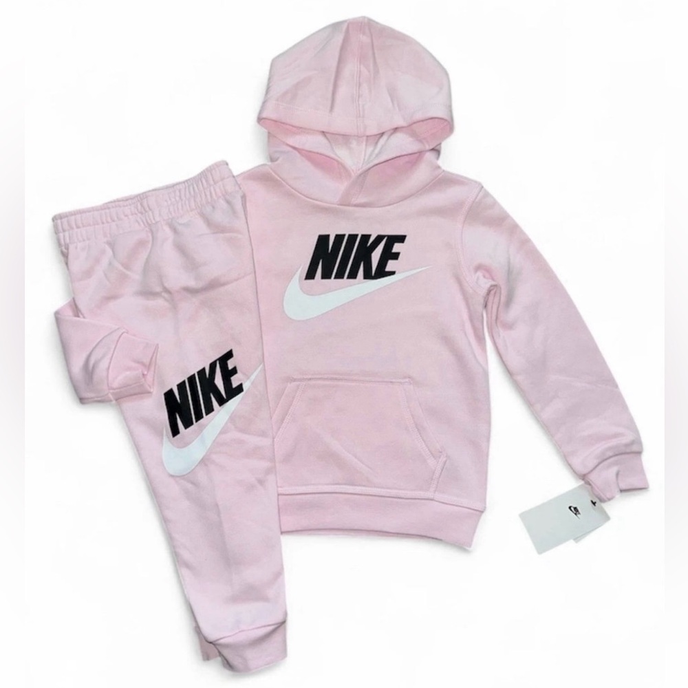 Nike Pink Logo Hoodie And Joggers Set Girls Size 4 NWT